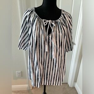 LOFT Striped Blue and White Women's Top